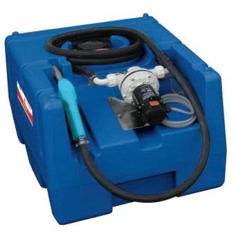 AdBlue  125L poly tank complete with self-priming 12V pump and manual nozzle, 30 L/min - lockable lid 101125