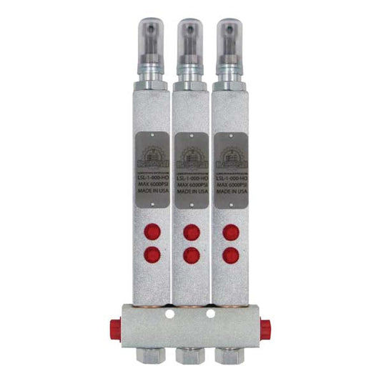 Alemlube ASL-1-HO high volume three stage grease injector manifold ASL-M3A-000-HO