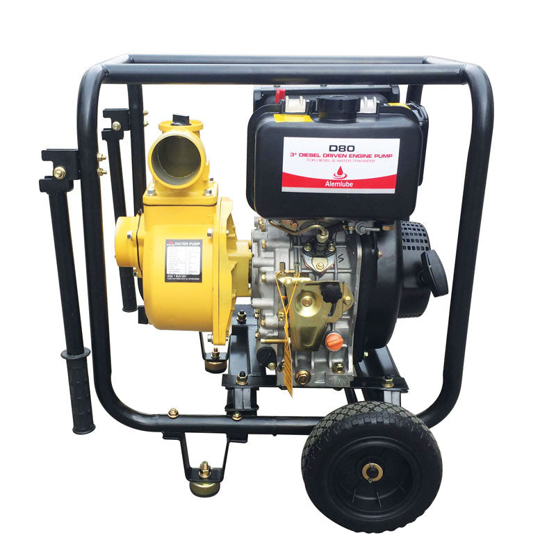 Alemlube Diesel Driven 3" Diesel & Water Transfer Engine Pump, Pull Start - 830L/min D80